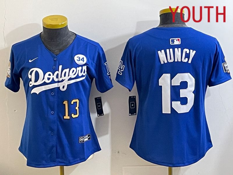 Youth Los Angeles Dodgers #13 Muncy Blue Game 2024 Nike MLB Jersey style 11211->youth mlb jersey->Youth Jersey